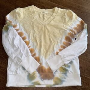 Anthropologie Lucinda V-Neck Tie-Dye Pullover Sweatshirt Sz S